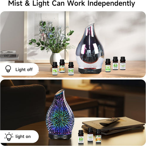 Set, 6 Pack Essential Oil Diffuser & Essential Oils Glass Aromatherapy Diffuser, Oils Gift (Lavender Tea Tree