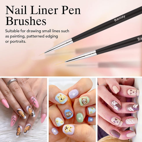 Nail Art Brushes Dual-Head Pen Painting Set, Gel Nail Art Design Tools Include Nail Extension Gel Brush, Liner Brush,