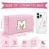 Personalized Initial A-Z Preppy Patch Makeup Bag, Small PU Chenille Letter Cosmetic Bag for Teen Girls