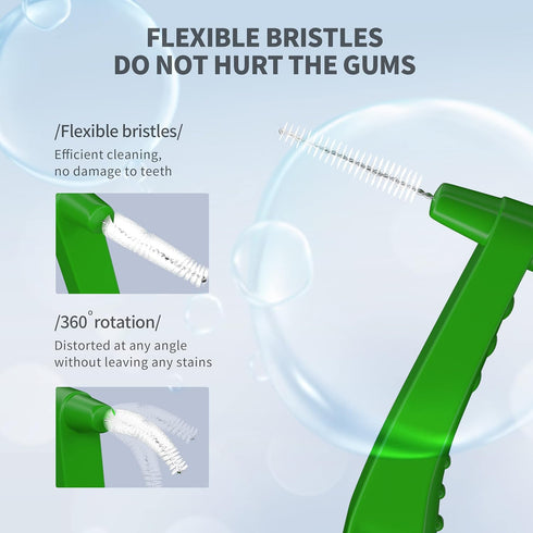Interdental Brush, Angle Dental Brush Cleaner Toothpick Flossing Head with Portable Case for Tight Teeth