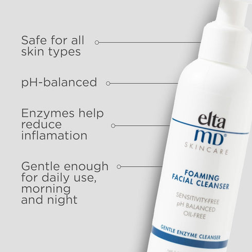 EltaMD Foaming Facial Cleanser, Gentle Foaming Face Wash and Makeup Remover, Oil Free, Helps Reduce Skin Inflammation, Removes Dead Skin Cells and Skin Impurities, Safe for All Skin Types