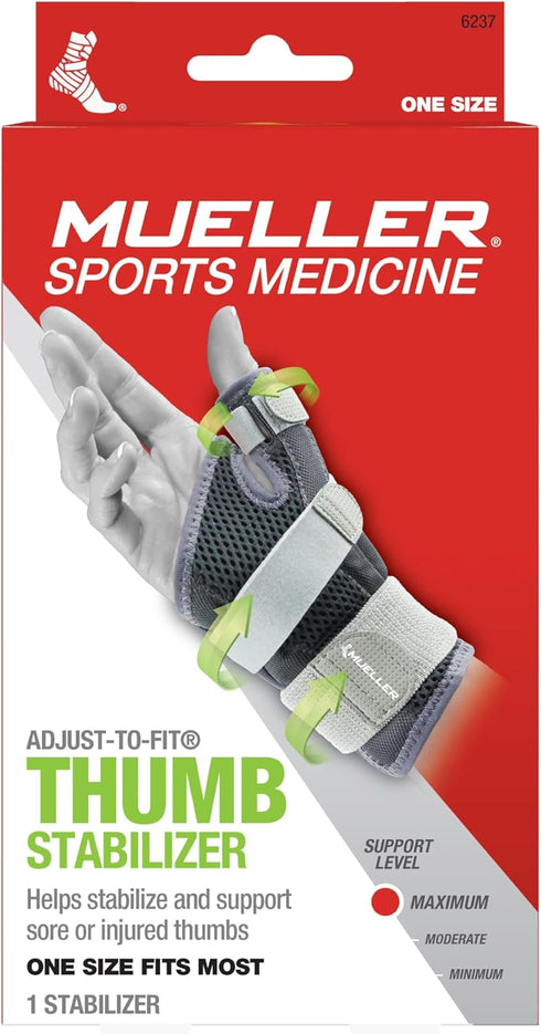 MUELLER Sports Medicine Adjust-to-Fit Thumb Stabilizer, Spica Splint, Thumb Pain Relief Brace for Men and Women, Fits