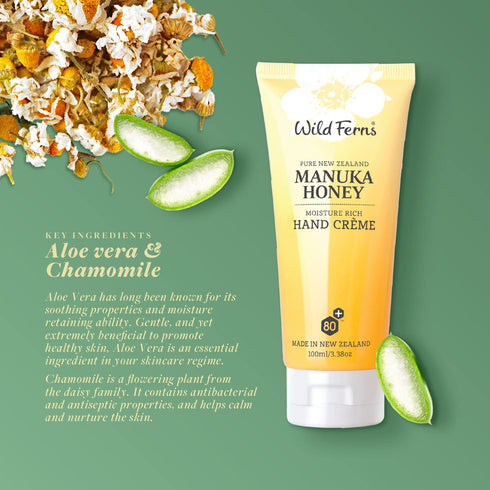 Wild Ferns Manuka Honey Moisture Rich Hand Crème, 100 milliliters, 99% Natural