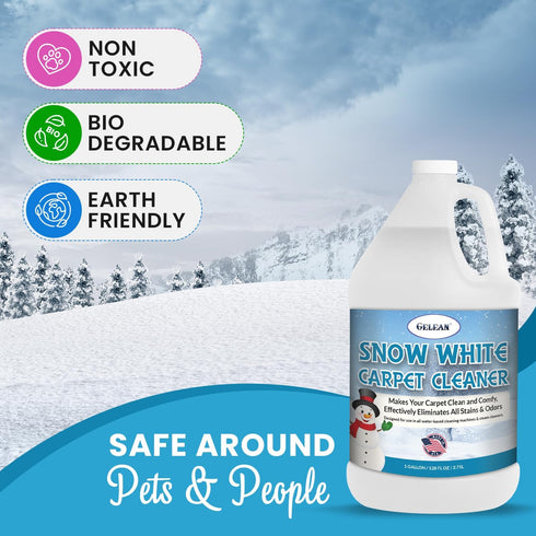SNOW WHITE Carpet Cleaner Shampoo Solution for Rug Extracting, Removes Tough Stains and Odors, 1 Gallon