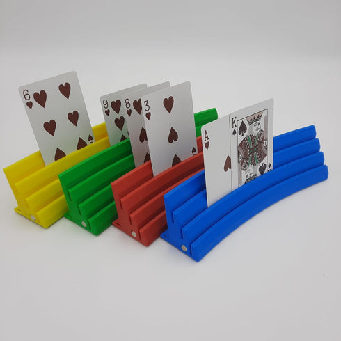 HERO Creations Playing Card Holder Tray Set of 4 (Blue, Red, Green, Yellow) for