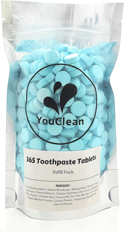 90 Toothpaste Tablets - Refill/Recycle Glass Tube for Travel and Daily Home Office Use, Nano Hydroxyapatite,