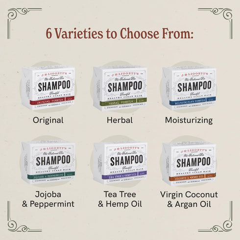 J·R·LIGGETT'S All-Natural Herbal Shampoo Bar, 3.5 Ounces, Solid Dry Bar for Damaged and Greasy Hair