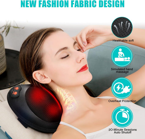 Back Massager, Shiatsu Neck Massager with Heat, Electric Deep Tissue Massage Pillow for Shoulder, Back, Leg Relief for
