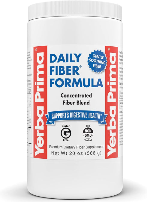 Yerba Prima Daily Fiber Formula, 20 oz Powder, Unflavored Dietary Bulking Supplement