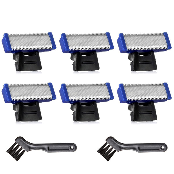 LinMei Replacement Shaver Heads for 1st Generation Micro Touch Solo Men's Trimmer, Includes 6 Blades and 2 Brushes