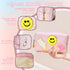 WECOOL Preppy Makeup Bag, Waterproof PU Leather Smiley Face Patch, Portable Cute Toiletry Bag with Zipper for Women
