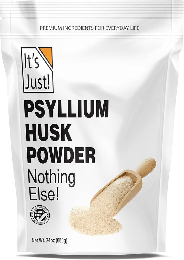 It's Just! Psyllium Husk Powder, Easy Mixing Dietary Fiber for Digestive System Cleanse, 24oz (Pack of 1)
