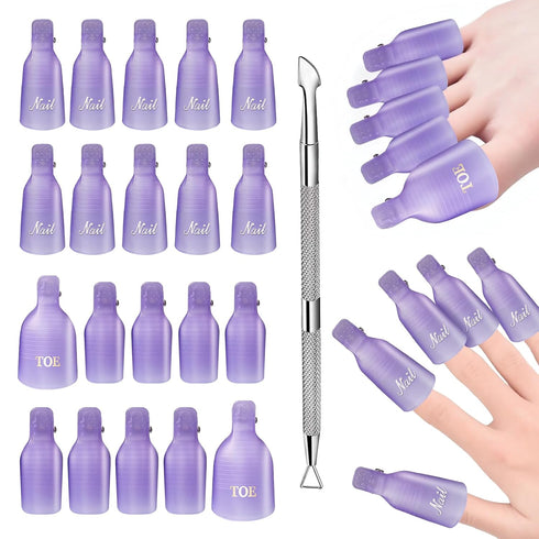 Makartt Nail Clips for Gel Polish Removal, 20 Pcs Plastic Reusable Finger and Toe Nail Soak Off Clips with Cuticle