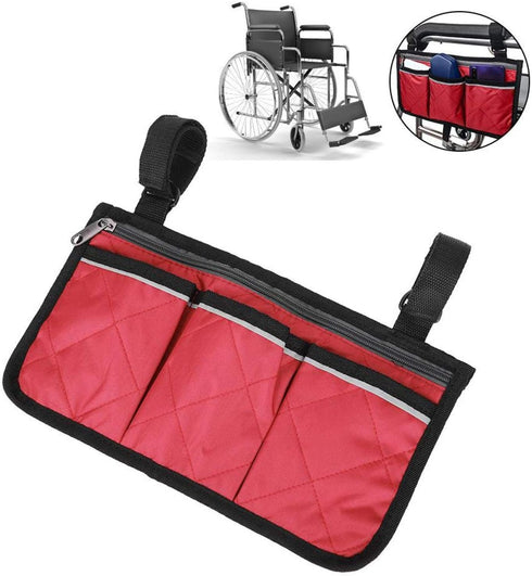 RiToEasysports Walker Bag,Multifunctional Wheelchair Side Bag Scooter Armrest Side Bag Hanging Pouch Storage Organizer
