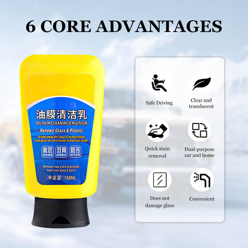 Omaky Oil Film Cleaning Emulsion,Oil Film Emulsion Glass Cleaner, Car Glass Oil Film Cleaner, Quick Effect Coating