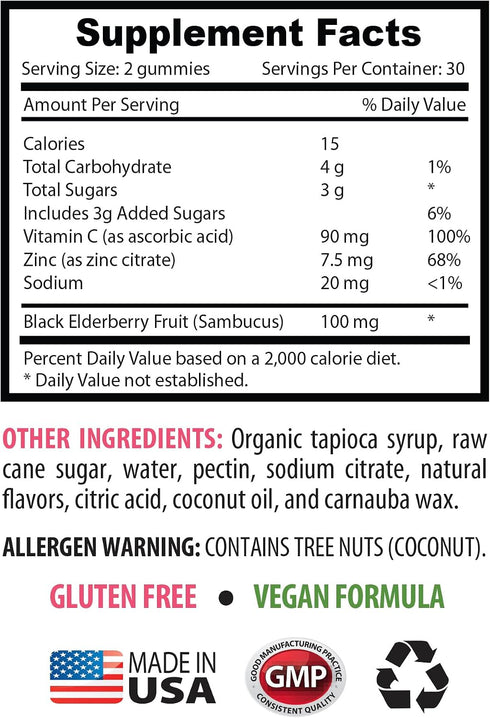 Gummies Gummies Immune 2 120 Gummies Antioxidant-Rich Elderberry - Elderberry - Natural System Support, Tasty Raspberry