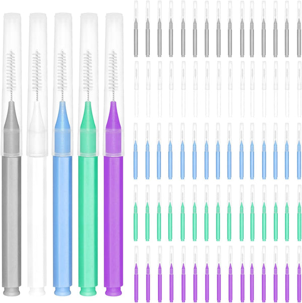 EasyHonor Braces Brush for Cleaner Interdental Brush, Toothpick Dental Flossing Tool (5 Colors, 75pcs)
