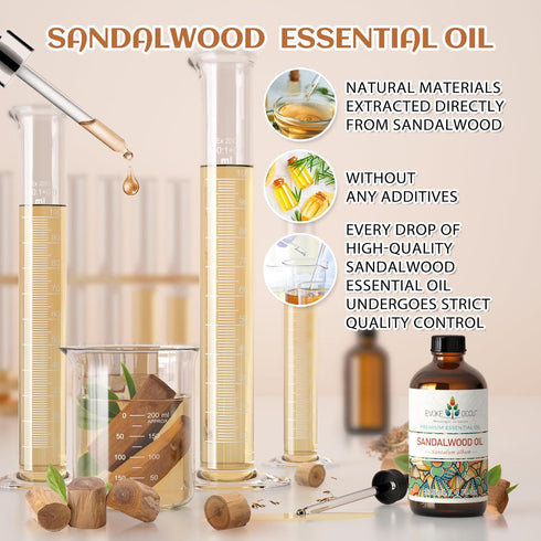 EVOKE OCCU Sandalwood Essential Oil 4 Fl Oz - Pure Sandalwood Oil for Diffuser, Candle, Soap Making