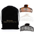 Polycarbonate Large Hair Claw Clips for Women, 3 Counts in Set of Black/Tortoise Shell Brown/Clear Resin, 4.3 inch in