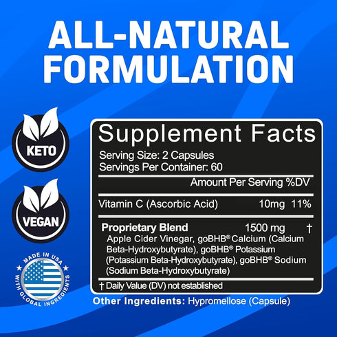 Herbtonics Apple Cider Vinegar with Keto BHB Salts, GLP-1 Support Supplement, 120 Keto ACV Capsules