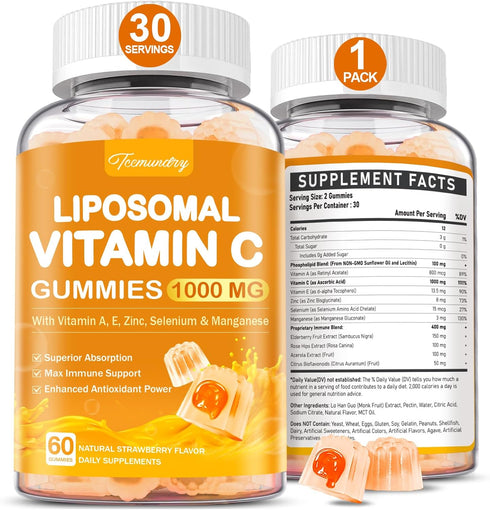 Tcemundry Liposomal Vitamin C Gummies 1000mg for Adults: Vitamin C Chewable Gummy with