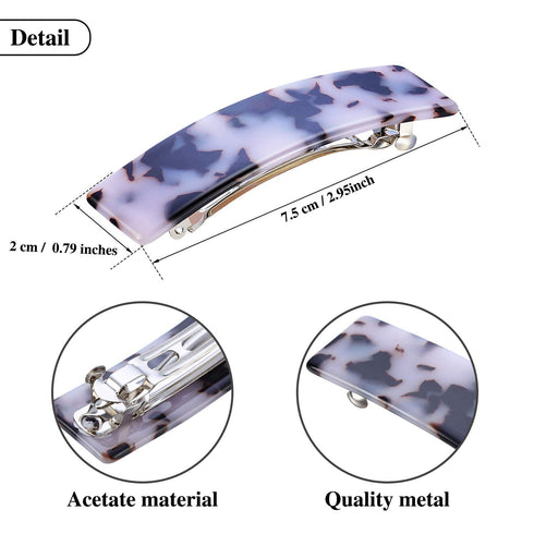 WILLBOND 8 Pieces Tortoise Shell Hair Barrettes, Automatic Cellulose Acetate Medium French Design Snap Clip