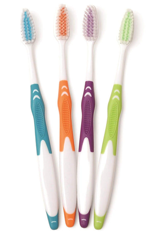 FRESHMINT Premium Toothbrushes - 100 Pack, Individually Wrapped with Soft Multi Color Nylon Bristles