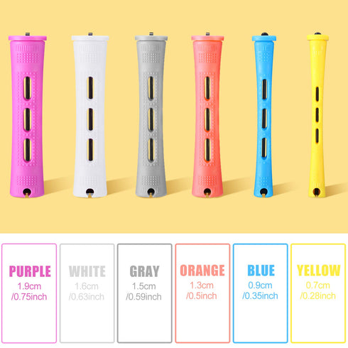 WILLBOND 60 Pcs Short Perm Rods Natural Hair Perming Kit with Elastic Rubber Band, Mixed Color (Multi-size)