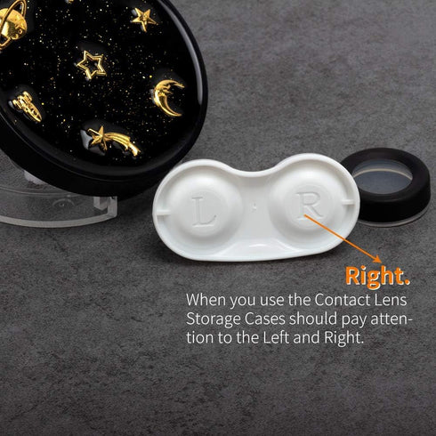 Contact Lens Case, Cute Moon and Stars Holder Kit with Remover Tool, Tweezers, Mirror, Storage Box