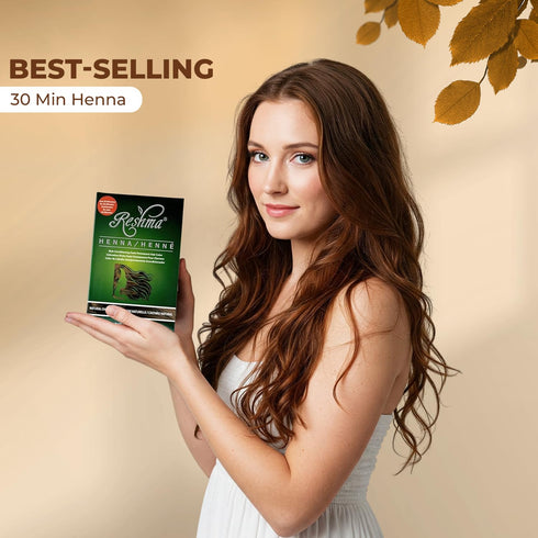 Reshma Beauty 30 Minute Henna Hair Color, Chestnut, 100% Gray Coverage, 1.05 oz, Semi-Permanent