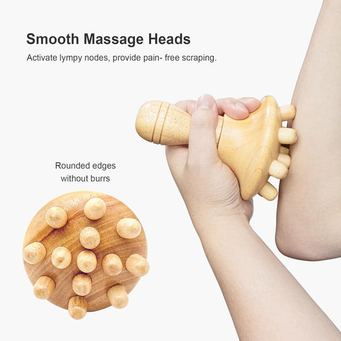 Tool-5.5 4.3 inches Wood Therapy Massage Tool Wooden Lymphatic Drainage Massager One-Handed Body Sculpting