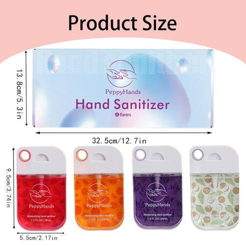 PeppyHands 4 1 5.4 OZ. 4 Pcs Hand Sanitizer Spray, Spray Hand Sanitizer Travel Size with Pcs Zippered Pouch, Scented