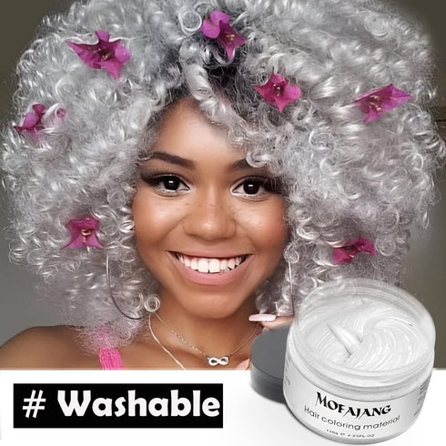 White Hair Color Wax Pomades, 4.23 oz - Natural Hair Coloring Wax for Cosplay and Party