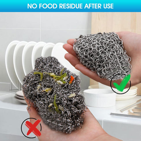 Cast Iron Cleaner 6"x6.3" 316L Stainless Steel Chainmail Scrubber for Griddle, Skillet, Dutch Oven, Wok