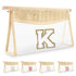 Personalized Initial Letter Bag, Boho Straw Clear Makeup Bag, Small Chenille Varsity Letter Bag for Women, K