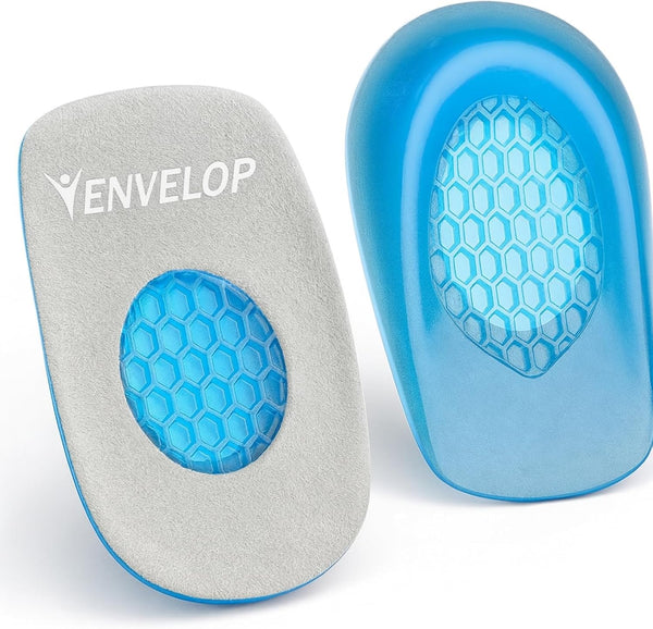 Vive Envelop Gel Heel Cups - Cushion for Women, Men, Bone Spur, Plantar Fasciitis Support - Foot Pain Relief Inserts