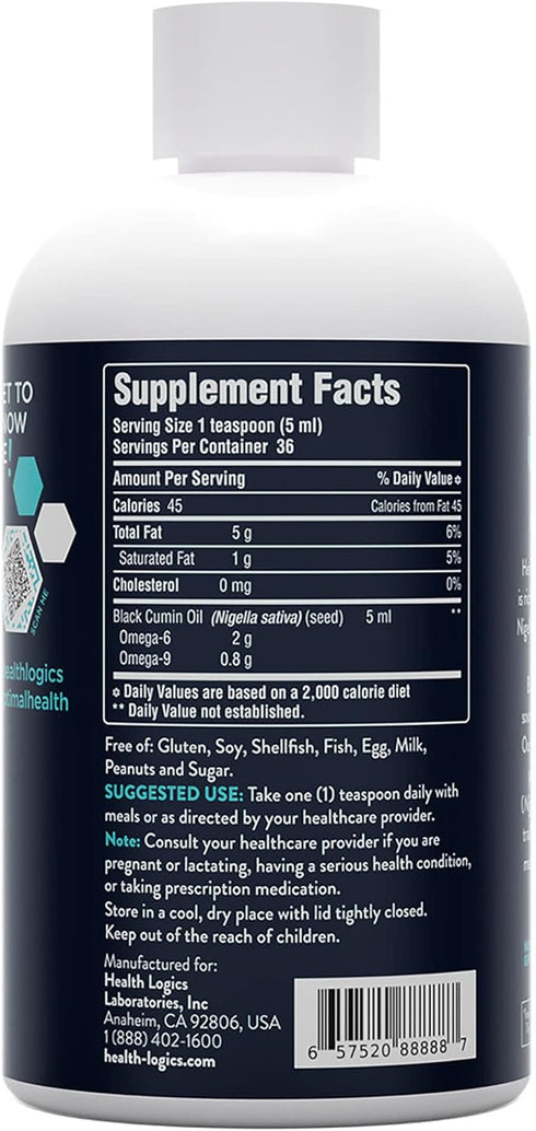 Health Logics Black Seed Oil, Pure Cold Pressed, 6 fl oz