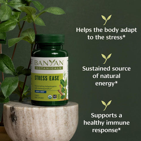 Banyan Botanicals Stress Ease Organic Herbal Supplement for Stress & Fatigue, 90 Tablets