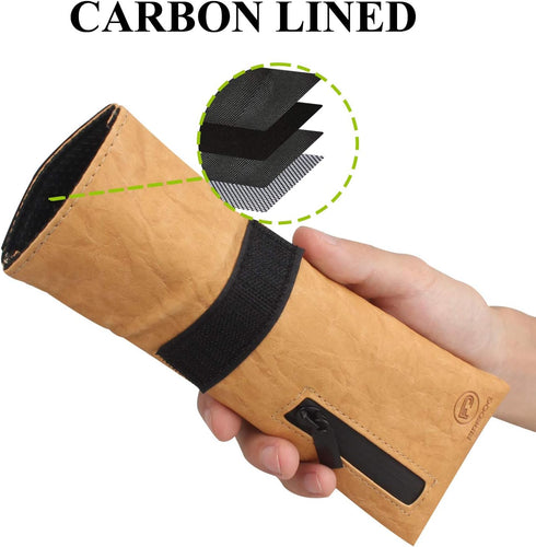FIREDOG Smell Proof Bags, PU Leather Odor Proof Pouch for Small Travel Storage, 3"x6" (Brown)