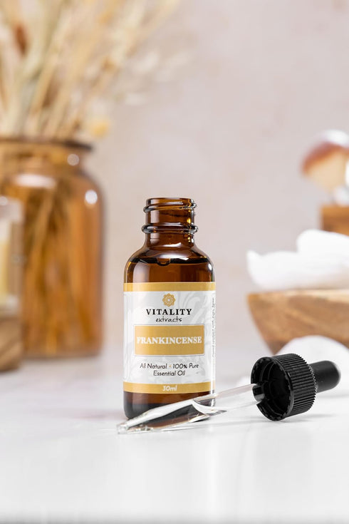 Vitality Extracts Frankincense Essential Oil - 30ml Boswellia Serrata for Aromatherapy, Skin Care, Stress Relief