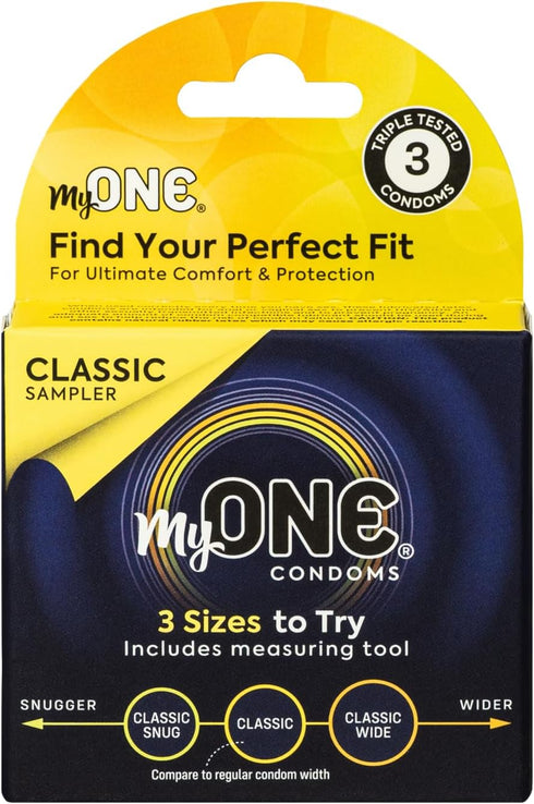 ONE MyONE Classic Sampler Pack of Condoms with Three Custom Fit Sizes