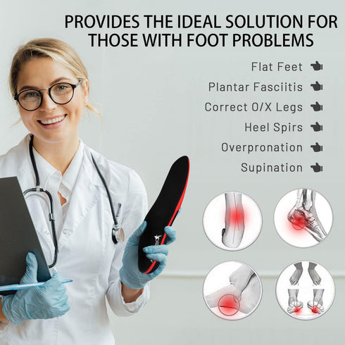Plantar Fasciitis Insoles, RooRuns 280+ lbs High Arch Support Orthotics for Flat Feet, Pain Relief for Heavy Duty Use