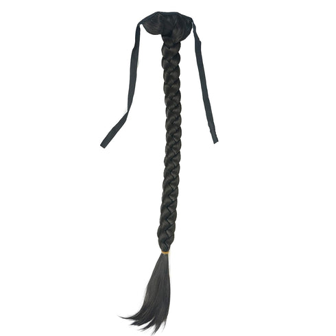 Lydell 24" Long Fishtail Braid Wrap Around Ponytail Extension, Synthetic Hairpiece in #4 Dark Brown