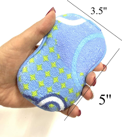 Microfiber Double Sided Scrub & Wipe Sponge Pad for Kitchen & Bath, Reusable Machine Washable (6pc)