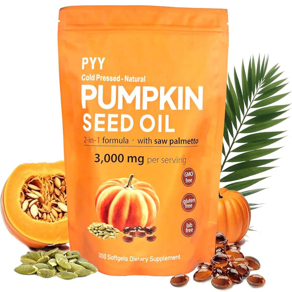 PYY Cold-Pressed Pumpkin Seed Oil & Saw Palmetto Softgels | 300 Capsules |