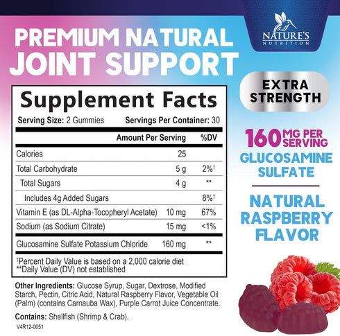 Gummies 60 Gummies Joint Support - Glucosamine Plus Vitamin E Nature's Joint Support Supplement for Occasional