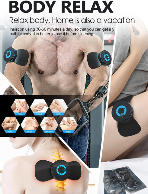 Tens Black Unit with 2 Pads, EMS Microcurrent Mini Massager Machine for Full Body Pain Relief Therapy Device