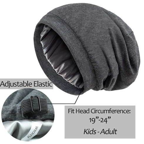 Satin Bonnet for Curly Hair, Natural Hair Braids Women Slouchy Beanie Hat Lightweight
