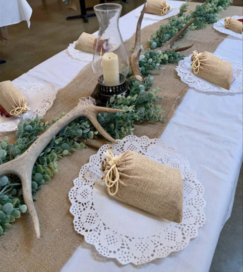 Homum 25Pcs Premium Burlap Gift Bags with Drawstring, 4x6 Inch Reusable Linen Sacks for Wedding Favors, Christmas