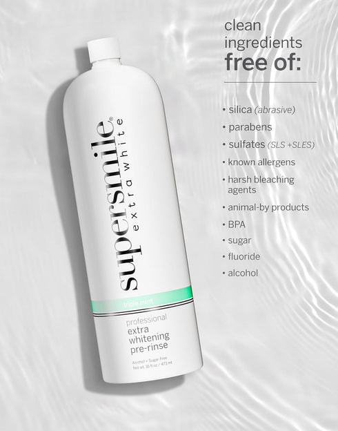 Supersmile Extra Whitening Pre-Rinse - Clinically Formulated Pre-Brush Mouthwash, Cleans and Whitens Teeth